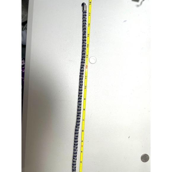 Talbots Seed Bead Necklace Navy Silver Tone Twist Rope Choker 18" Magnet Clasp - Picture 7 of 8